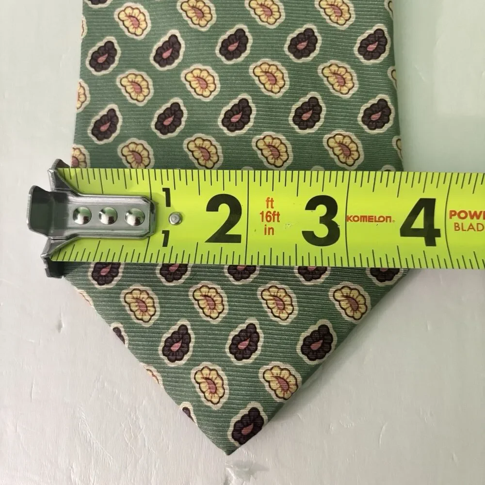 Brooks Brothers Makers Silk Necktie Tie Men's Floral Green Purple Yellow USA